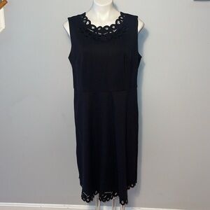 Talbots ladies NWT embroidered fit and flare Ponte dress. Size 12P.